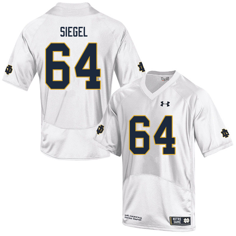 Men's NCAA Notre Dame Fighting Irish #64 Max Siegel Stitched College Under Armour Authentic White Football Jersey GU10E32RE